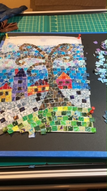 Mini mosaic quilt, 2/3 done!